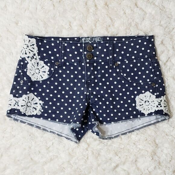 Hot Kiss Shorts Navy Polkadot & Lace - Picture 5 of 10